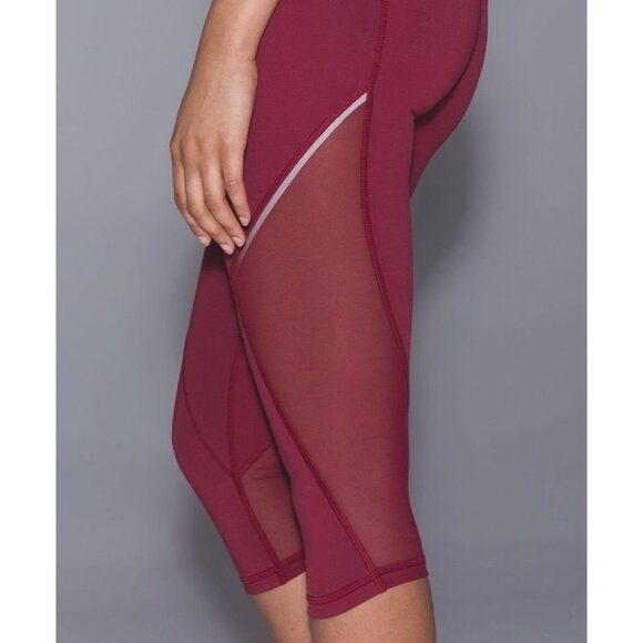 lululemon athletica Pants - NWT Lululemon Run With The Sun Crop 4 Rosewood Luxtreme Mesh NEW Leggings